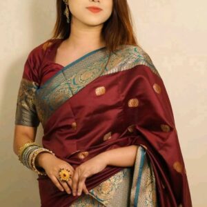 Elegant Silk Katan Saree with Matching Blouse Piece for Timeless Style