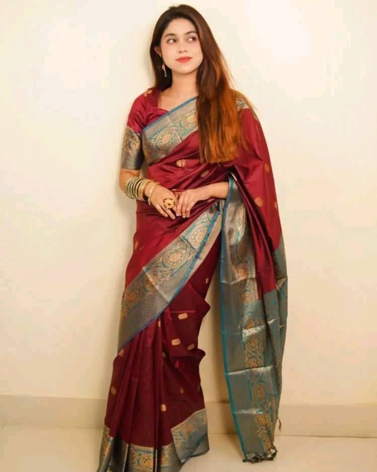 Elegant Silk Katan Saree with Matching Blouse Piece for Timeless Style % Elegant Silk Katan Saree with Matching Blouse Piece for Timeless Style