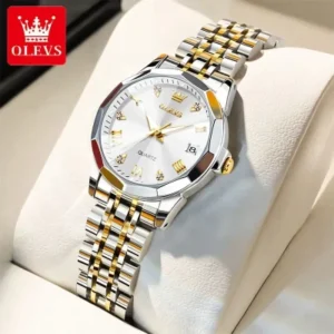 Elegant Stainless Steel Women's Watch with Luminous Detail - OLEVS 9931 Silver