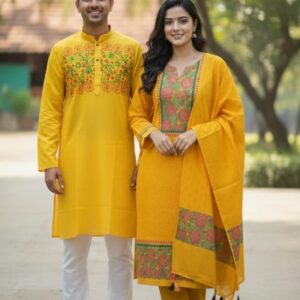 Elegant Three-Piece Couple Panjabi Set for Special Occasions