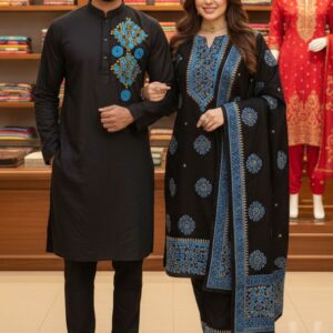 Elegant Three-Piece Couple Panjabi Set for Stylish Occasions