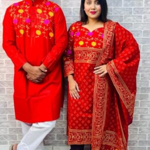 Elegant Three-Piece Couple Panjabi Set for Stylish Occasions