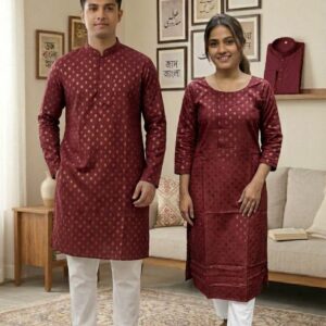 Elegant Three-Piece Couple Panjabi Set for Traditional Occasions