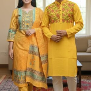 Elegant Three-Piece Couple Panjabi Set - Perfect for Festive Occasions