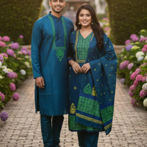 Elegant Three-Piece Couple Panjabi Set – Perfect for Festive Occasions