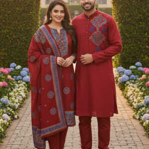 Elegant Three-Piece Couple Panjabi Set - Premium Quality Attire