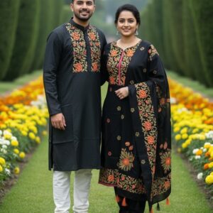 Elegant Three-Piece Couple Panjabi Set - Premium Traditional Attire