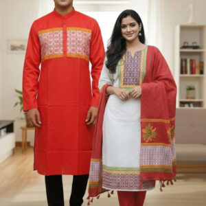 Elegant Three-Piece Couple Panjabi Set – Stylish Traditional Attire