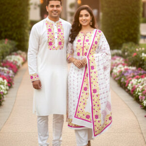 Elegant Three-Piece Couple Panjabi Set - Traditional and Stylish Outfit