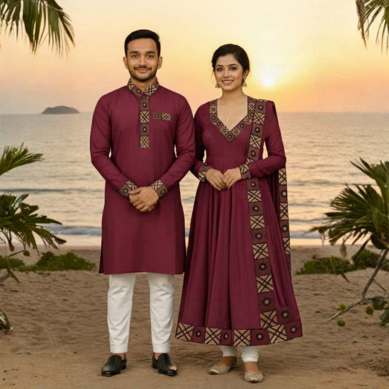 Elegant Three-Piece Eid Panjabi Set for Couples - Stylish & Versatile % Elegant Three-Piece Eid Panjabi Set for Couples - Stylish & Versatile