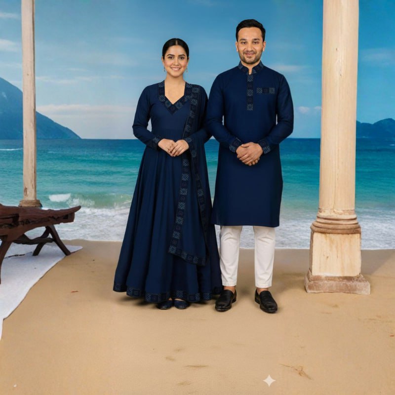 Elegant Three-Piece Eid Panjabi Set for Couples - Stylish & Versatile % Elegant Three-Piece Eid Panjabi Set for Couples - Stylish & Versatile