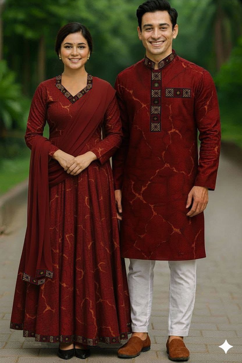 Elegant Three-Piece Eid Panjabi Set for Couples - Stylish & Versatile % Elegant Three-Piece Eid Panjabi Set for Couples - Stylish & Versatile