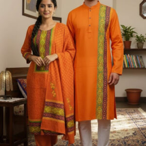 Elegant Three-Piece Panjabi Set for Couples - Premium Ethnic Wear