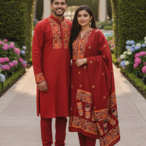 Elegant Three-Piece Panjabi Set for Couples – Premium Quality Design