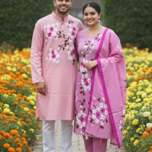 Elegant Three-Piece Panjabi Set for Couples – Premium Quality Traditional Wear