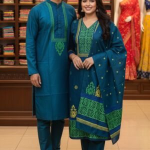 Elegant Three-Piece Panjabi Set for Couples – Premium Traditional Attire