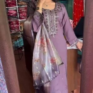 Embroidered Cotton Three-Piece Set for Effortless Style and Comfort
