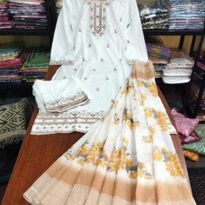 Embroidered Cotton Three-Piece Set for Effortless Style and Comfort