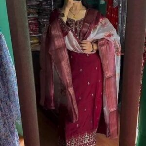 Embroidered Cotton Three-Piece Set – Stylish & Ready to Wear