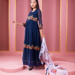 Embroidered Georgette Party Dress - Elegant Ready-to-Wear Fashion