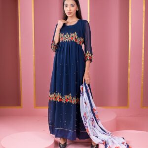 Embroidered Georgette Party Dress - Elegant Ready-to-Wear Fashion
