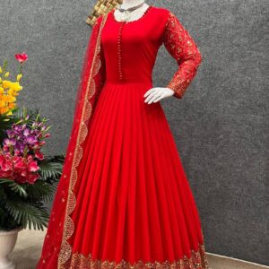 Embroidered Georgette Party Dress - Elegant Ready-to-Wear Style