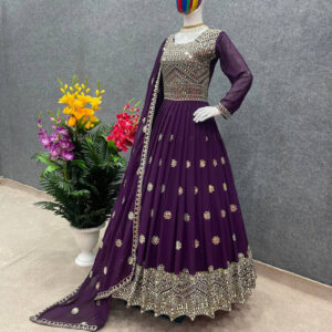 Embroidered Georgette Party Dress – Elegant Ready-to-Wear Style