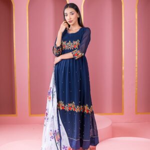 Embroidered Georgette Party Dress - Elegant Ready-to-Wear Style