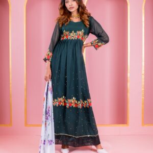 Embroidered Georgette Party Dress - Elegant Ready-to-Wear Style for Any Occasion