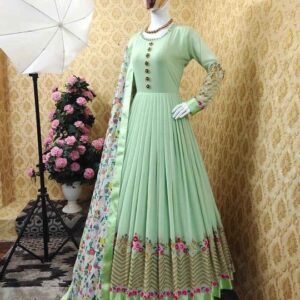 Embroidered Georgette Party Dress – Elegant Ready-to-Wear Style for Any Occasion
