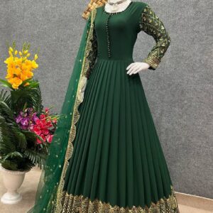 Embroidered Georgette Party Dress for Effortless Elegance