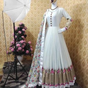 Embroidered Georgette Party Dress for Effortless Elegance