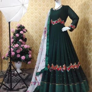 Embroidered Georgette Party Dress for Effortless Elegance