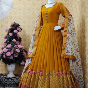 Embroidered Georgette Party Dress for Effortless Elegance