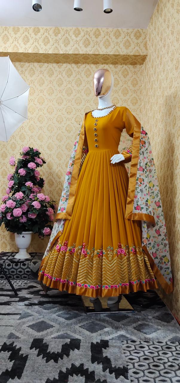 Embroidered Georgette Party Dress for Effortless Elegance % Embroidered Georgette Party Dress for Effortless Elegance