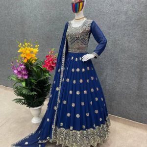 Embroidered Georgette Party Dress for Effortless Elegance