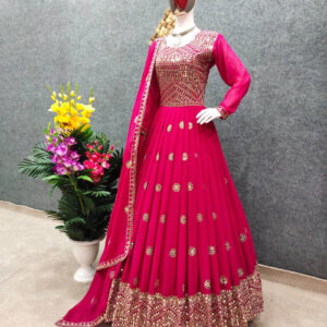 Embroidered Georgette Party Dress for Effortless Elegance