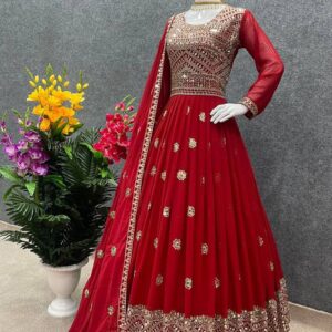 Embroidered Georgette Party Dress for Effortless Elegance