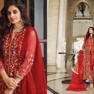 Embroidered Georgette Party Dress for Effortless Elegance