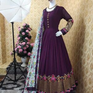 Embroidered Georgette Party Dress for Elegant Occasions