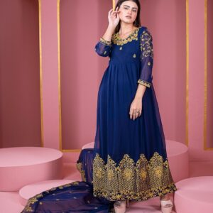 Embroidered Georgette Party Dress for Elegant Occasions
