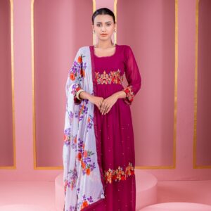 Embroidered Georgette Party Dress for Elegant Occasions