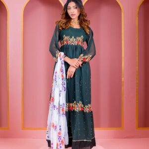 Embroidered Georgette Party Dress - Stylish Ready-Made Evening Wear