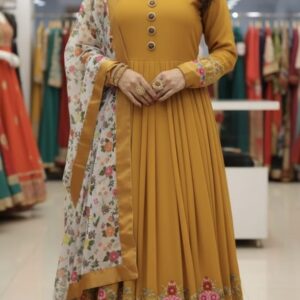 Embroidered Jorjet Party Dress for Elegant Celebrations