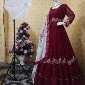 Embroidered Party Dress in Premium Georgette Fabric