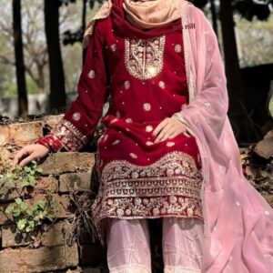 Embroidered Soft Georgette Three-Piece Set for Elegant Occasions