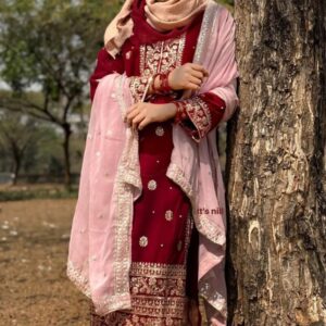 Embroidered Soft Jorjet Three-Piece Set - Elegant & Stylish Ensemble