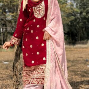 Embroidered Soft Jorjet Three-Piece Set for Elegant Style