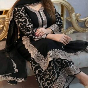 Embroidered Soft Jorjet Three-Piece Set - Premium Quality Fashion Ensemble