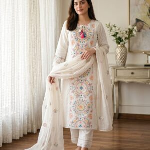 Embroidered Three-Piece Eid Outfit - Elegant & Festive Attire